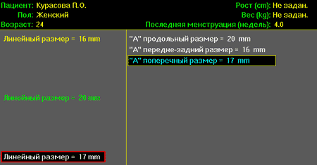 Фиксация результатов УЗИ измерений